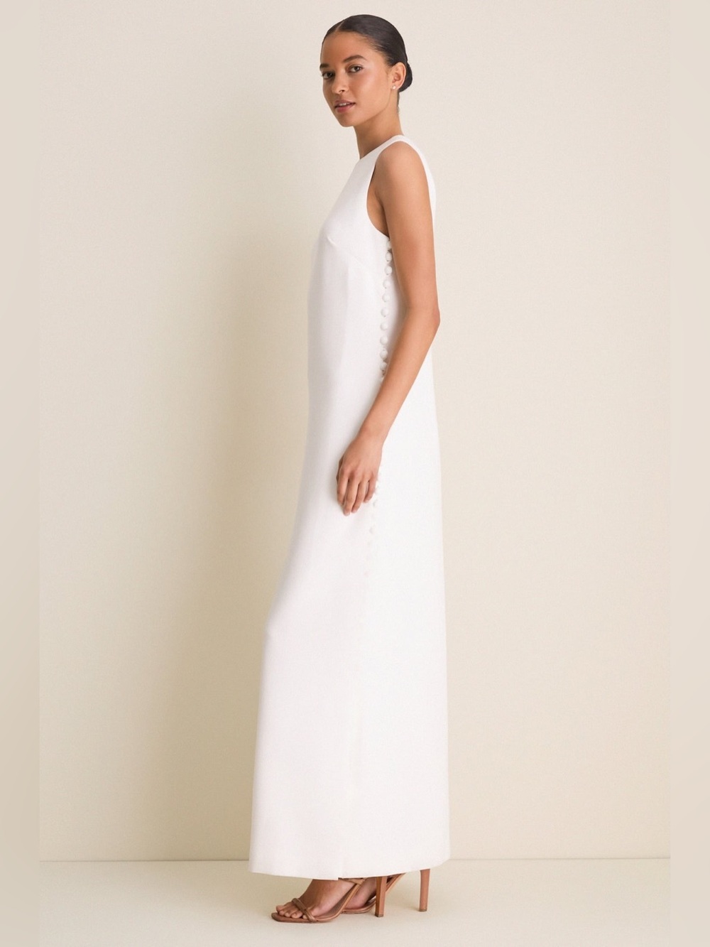 Tuckernuck Crepe Button Camille Maxi Dress in Cloud White Size 6 NWT - Picture 3 of 16